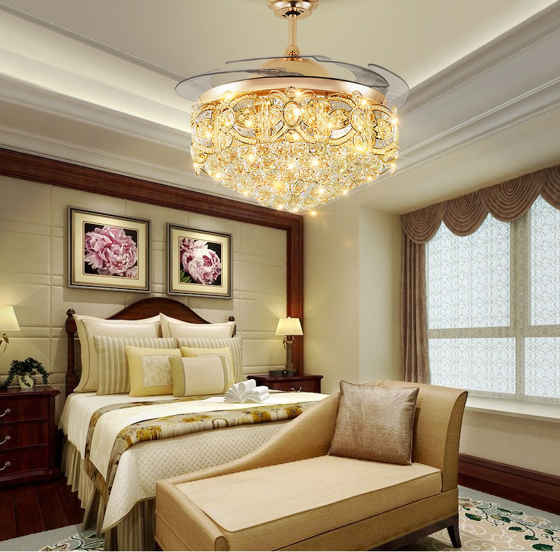 Crystal LED Ceiling Chandelier with Fan