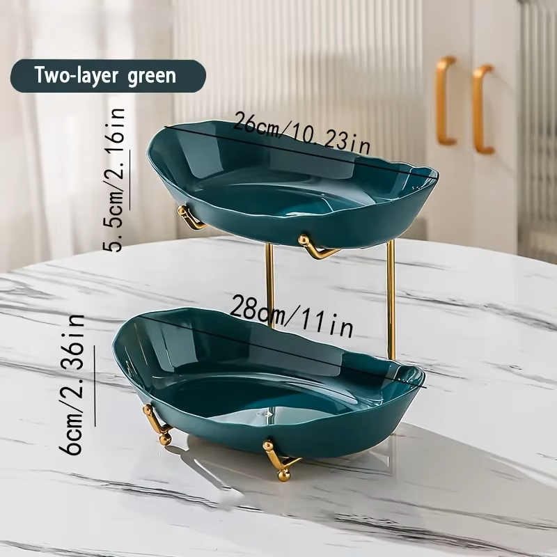 Multi-Tier Ceramic Fruit Bowl With Gold Frame