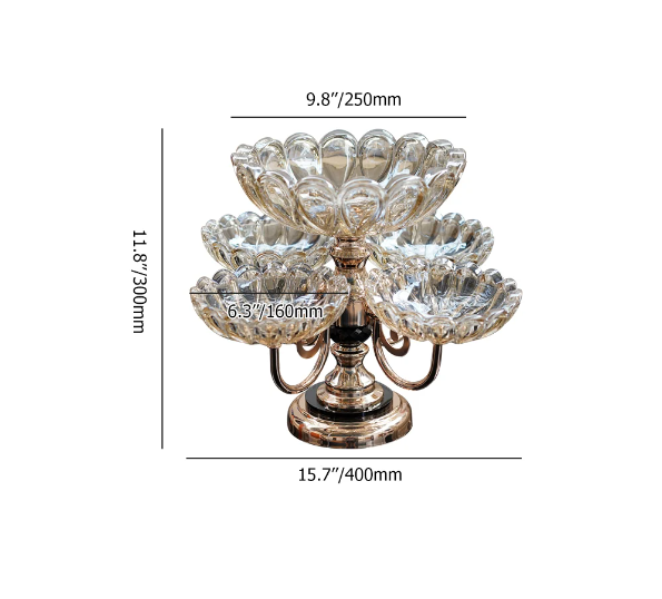 Rotating Rose Gold Glass Fruit Basket – Multilayer Decorative Bowl
