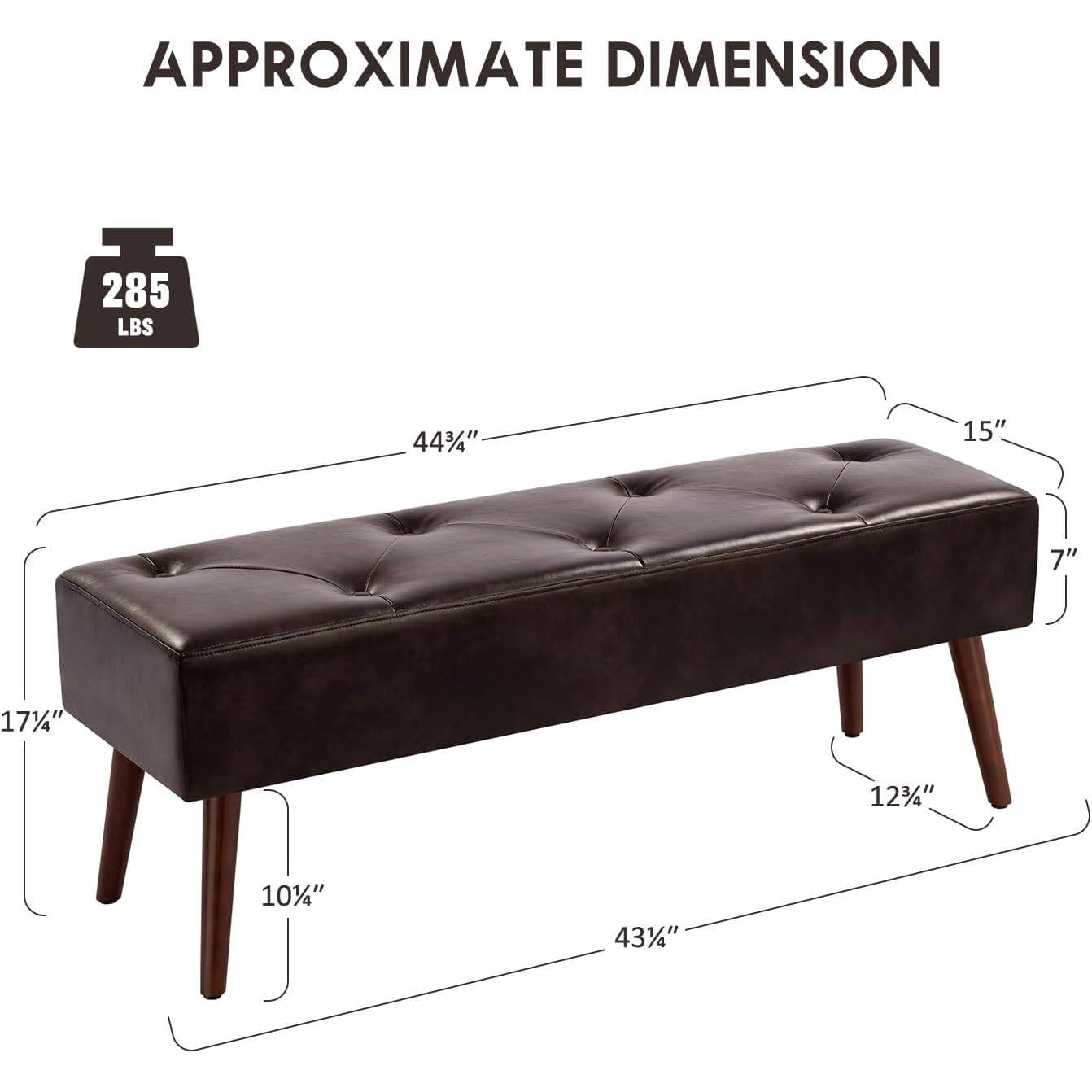 Mid-Century Premium Leather Bed Bench