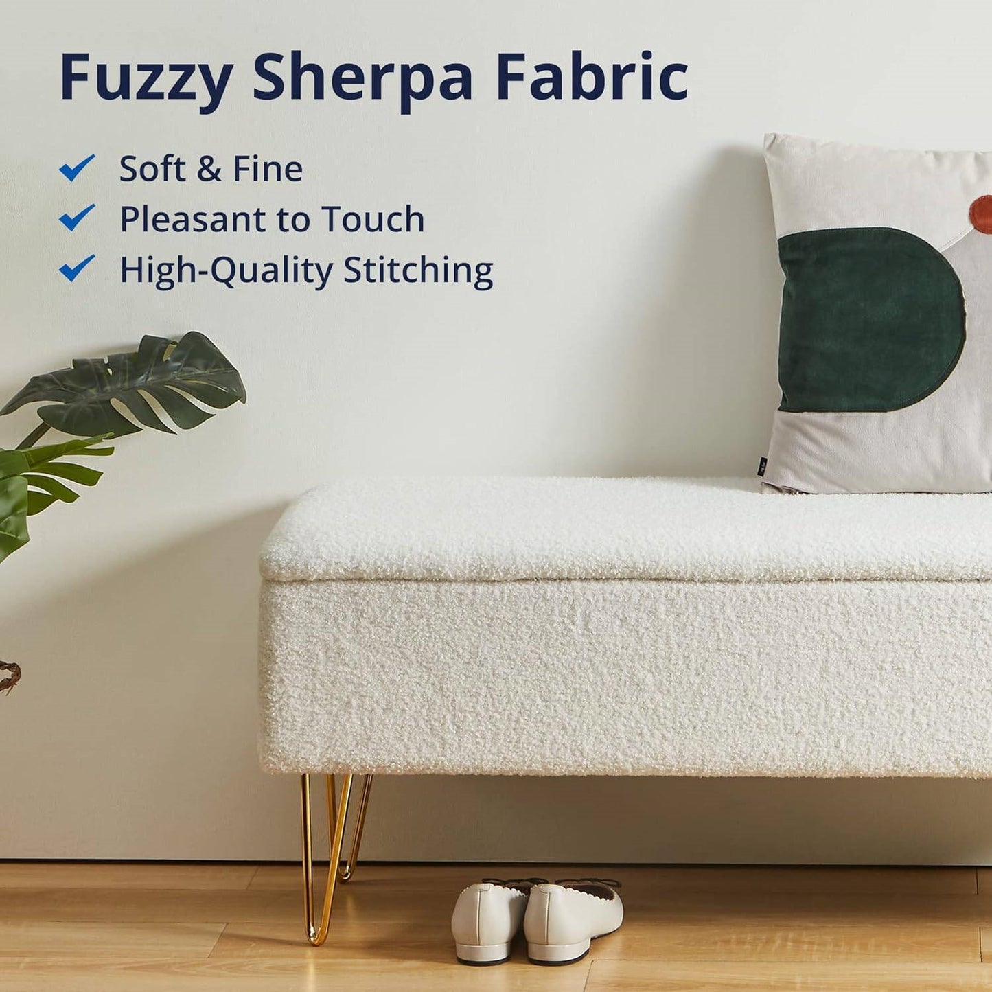 Sherpa Premium Fabric Bed Bench + Storage