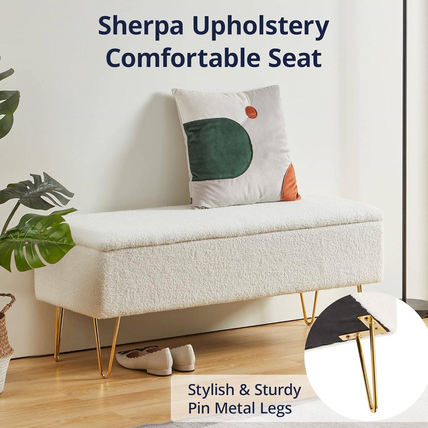 Sherpa Premium Fabric Bed Bench + Storage
