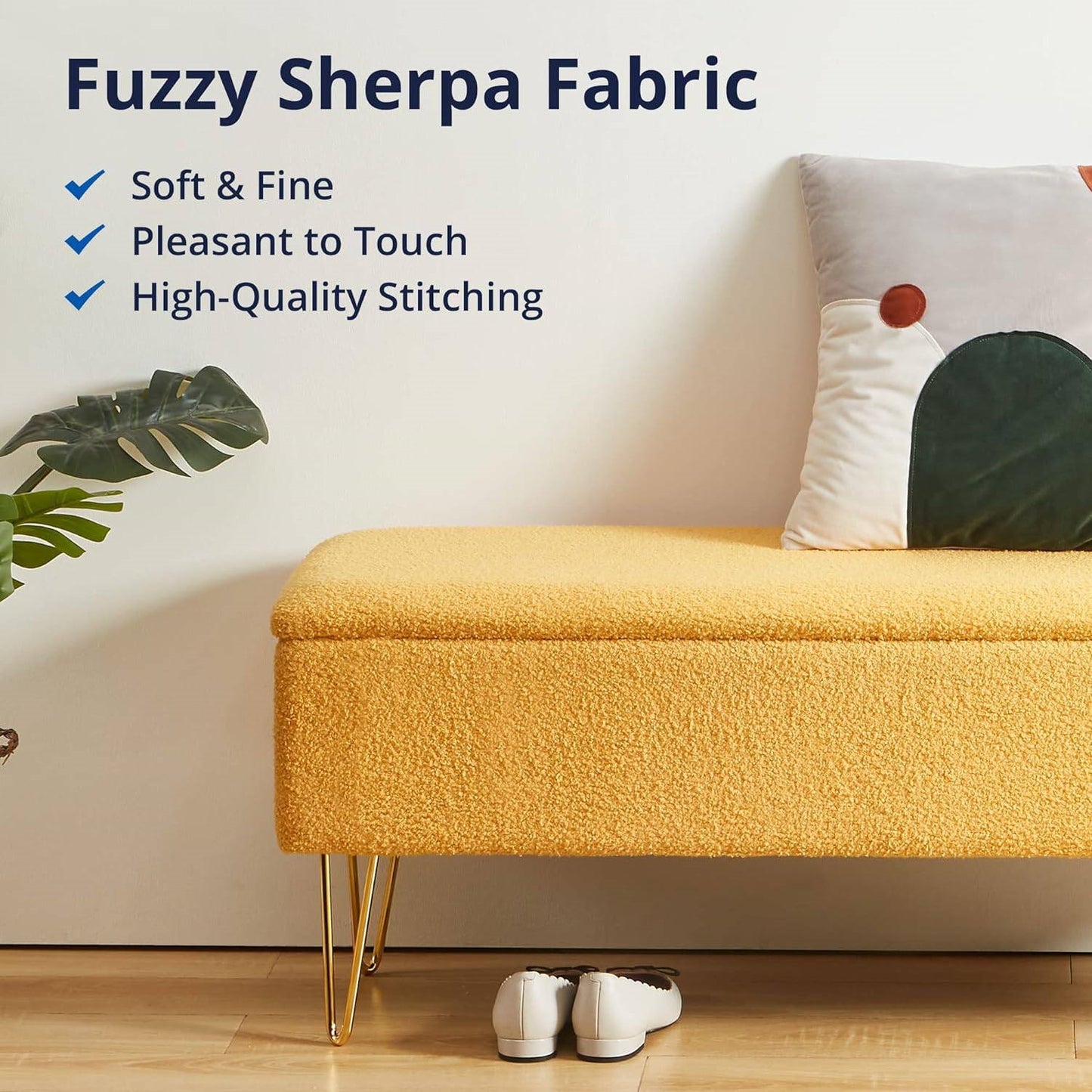 Sherpa Premium Fabric Bed Bench + Storage