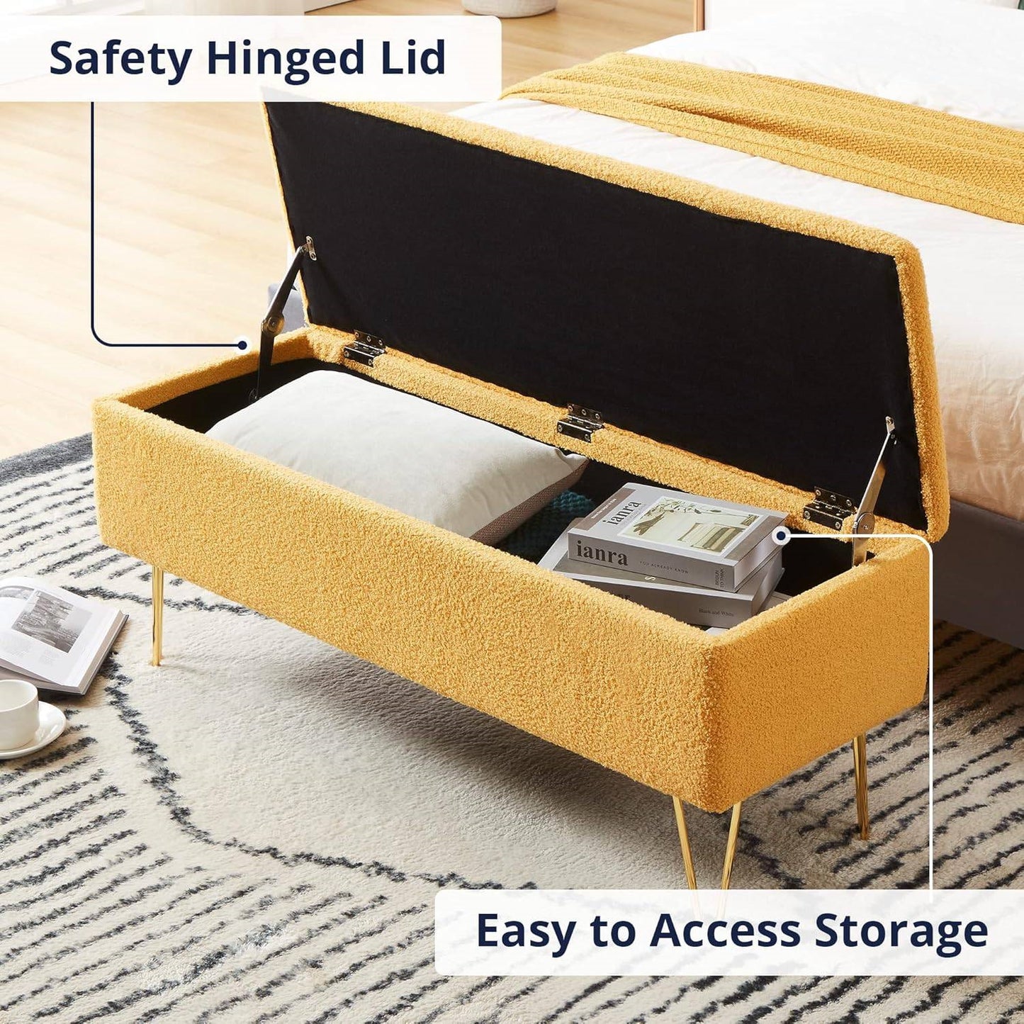 Sherpa Premium Fabric Bed Bench + Storage