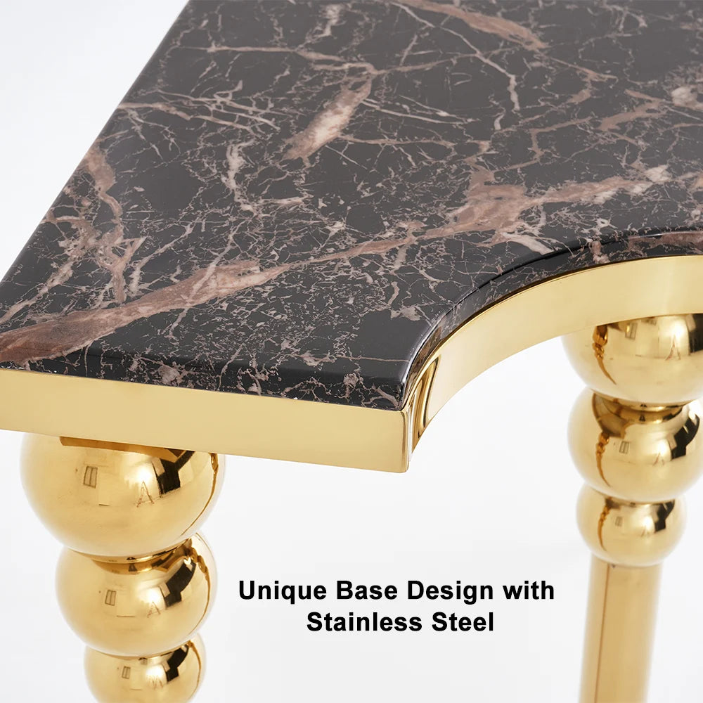 Faux Marble Entryway Table With Stainless Steel Legs 47.2"