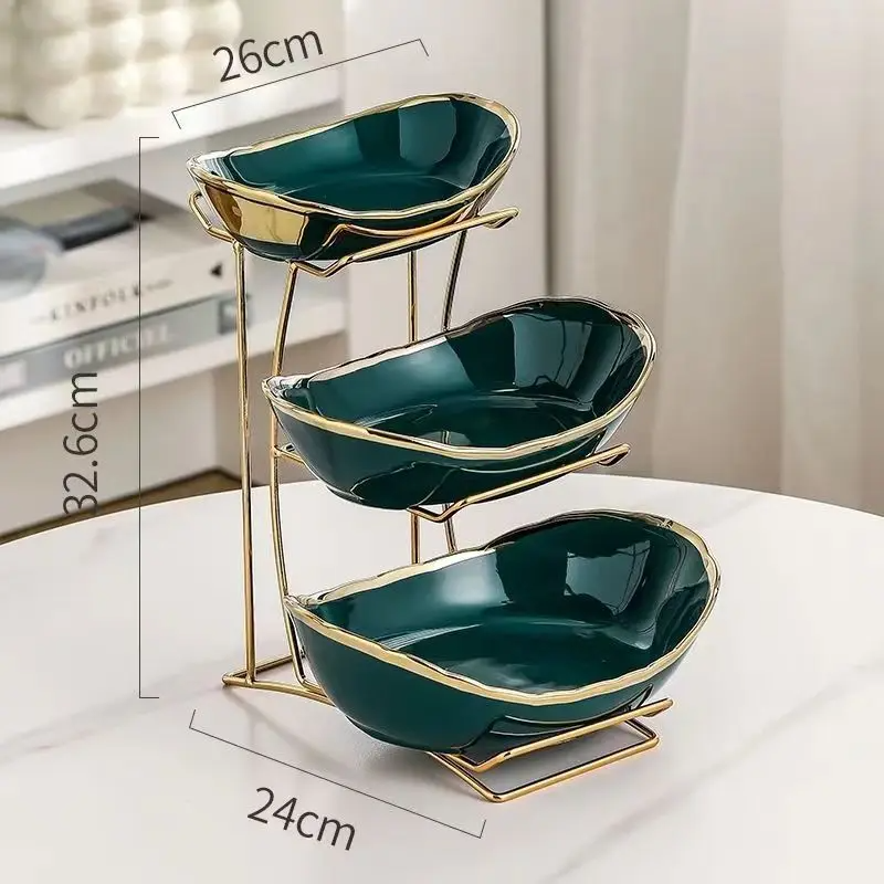 Stackable Multi-Layer Ceramic Steel Frame Snack Tray