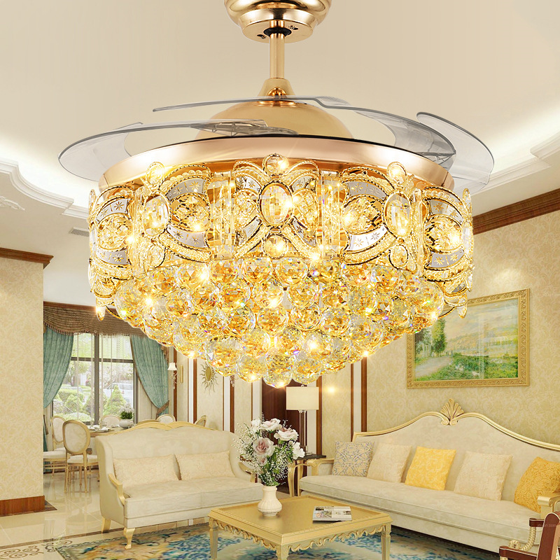 Crystal LED Ceiling Chandelier with Fan