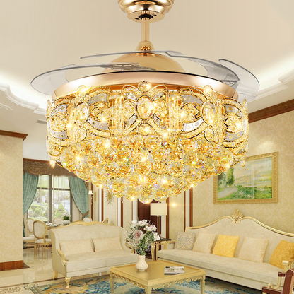 Crystal LED Ceiling Chandelier with Fan