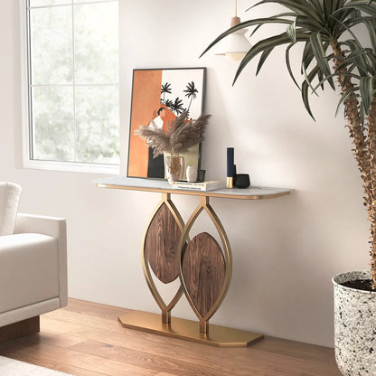 Modern Entryway Sintered Stone Top Oval Wooden Insert