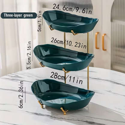 Multi-Tier Ceramic Fruit Bowl With Gold Frame