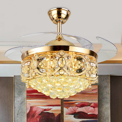 Crystal LED Ceiling Chandelier with Fan