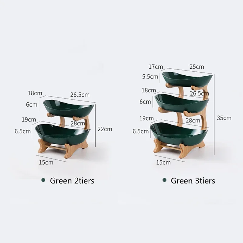 Multi-Tier Ceramic Fruit Bowl With Gold Frame