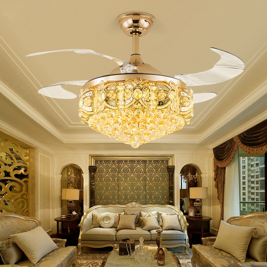 Crystal LED Ceiling Chandelier with Fan