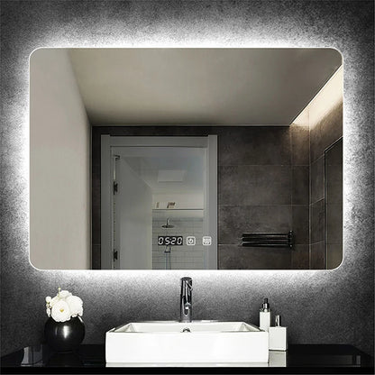 LED Bathroom Mirror Bluetooth Antifog Dimmable Time/Temperature Vanity Anti-fog Touch  110Volts