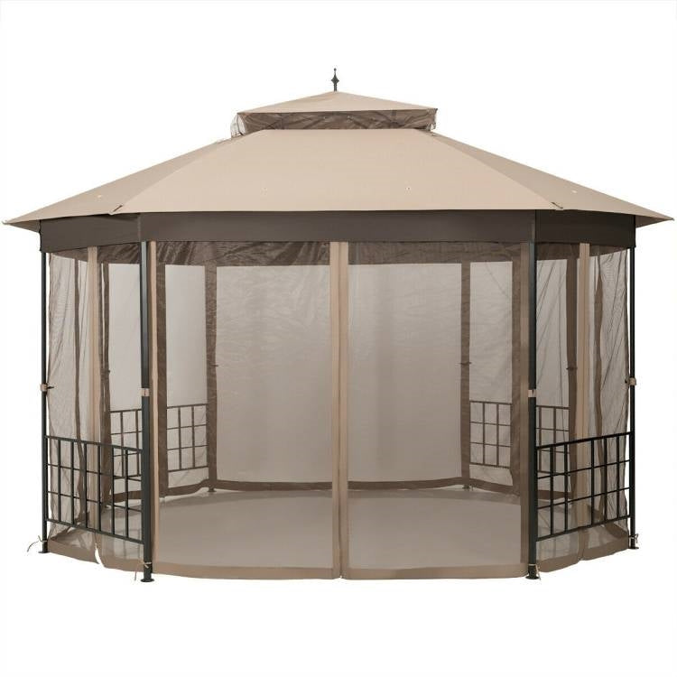 Outdoor 10 x 12 Ft Octagon Gazebo + Mosquito Net Sidewalls