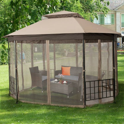 Outdoor 10 x 12 Ft Octagon Gazebo + Mosquito Net Sidewalls