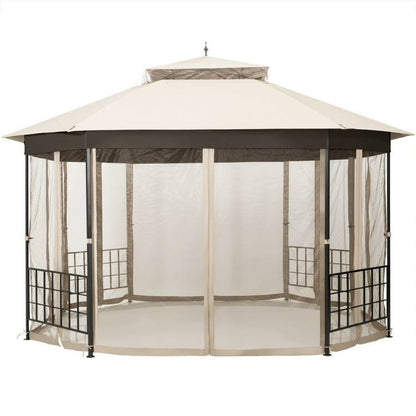 Outdoor 10 x 12 Ft Octagon Gazebo + Mosquito Net Sidewalls