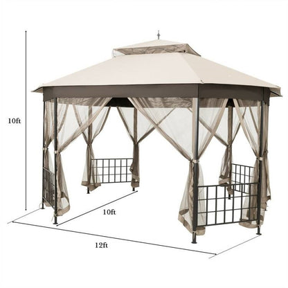 Outdoor 10 x 12 Ft Octagon Gazebo + Mosquito Net Sidewalls