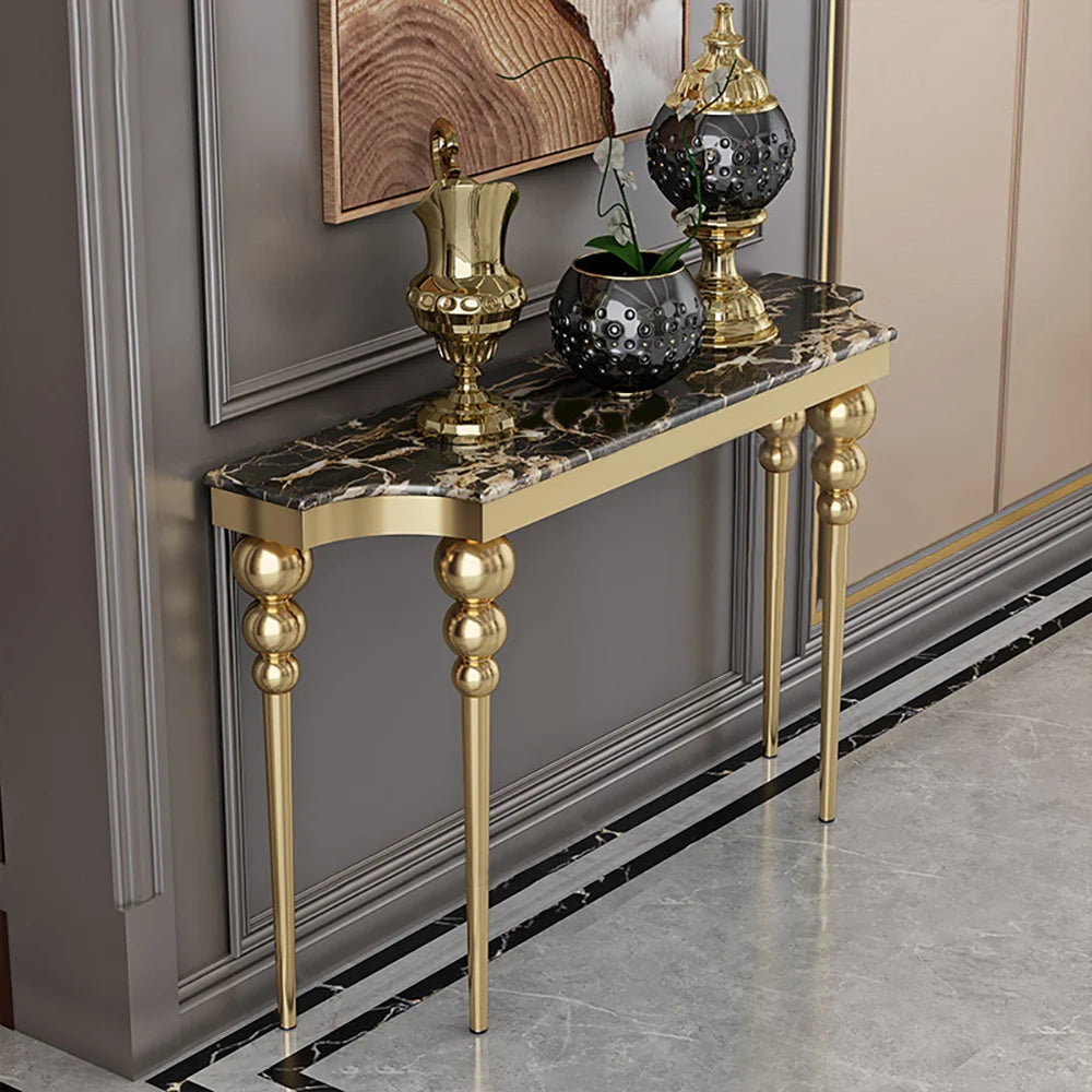 Faux Marble Entryway Table With Stainless Steel Legs 47.2"