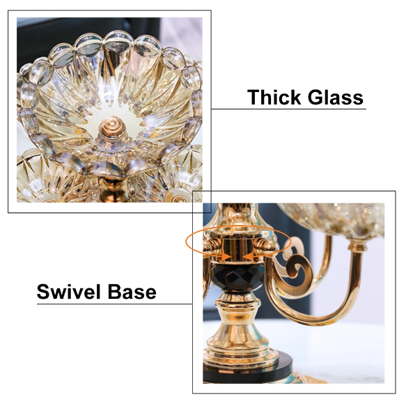 Rotating Rose Gold Glass Fruit Basket – Multilayer Decorative Bowl