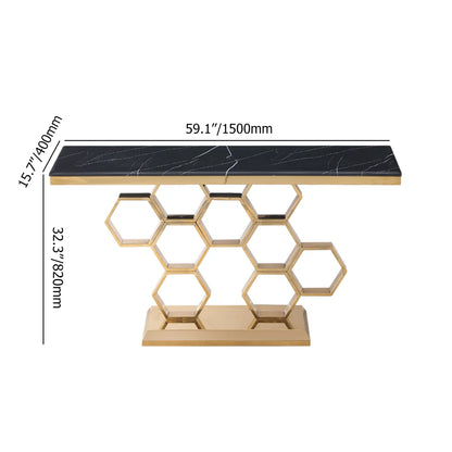 Black Marble Modern Console Entryway Table (59-Inch)