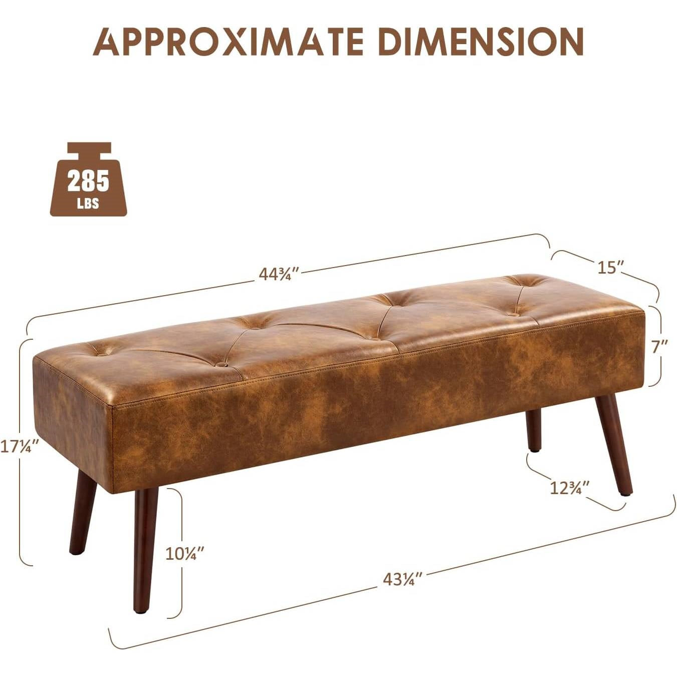Mid-Century Premium Leather Bed Bench