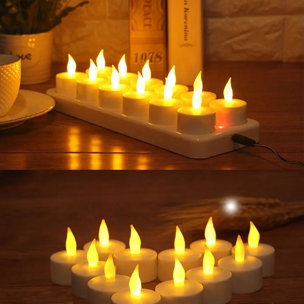 6/12 LED Flameless Rechargeable Candles