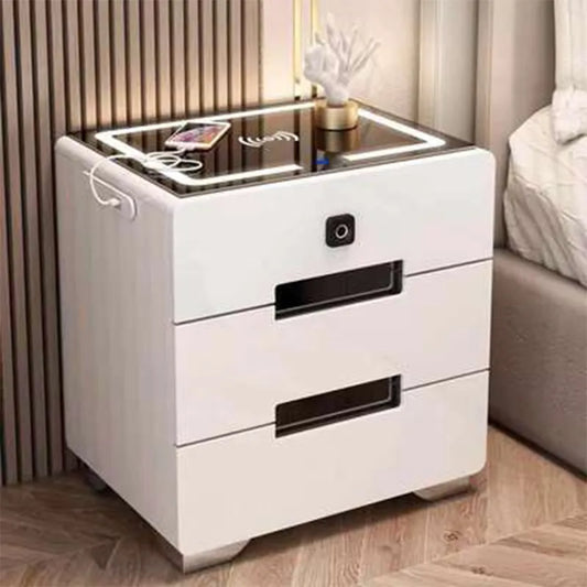 Smart Multi-function Fingerprint Lock Bedside Table with Wireless Charging and Bluetooth