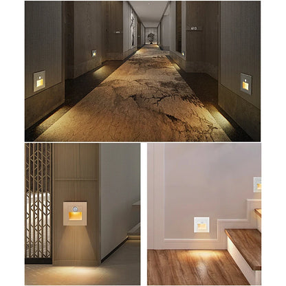 Infrared Motion Sensor Stair LED Lights Indoor Outdoor 3W Recessed In