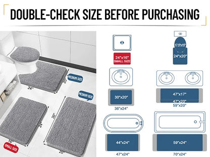 Extra Soft Thick Absorbent Shaggy Washable Non-Slip Bath Mats