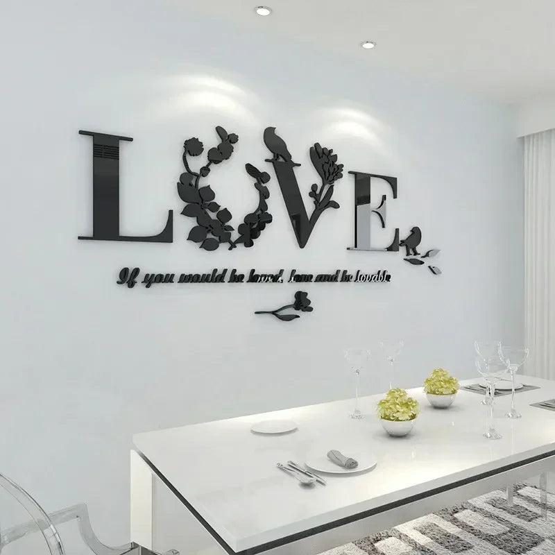 3D Acrylic Love Mirror Wall Sticker Home Decoration