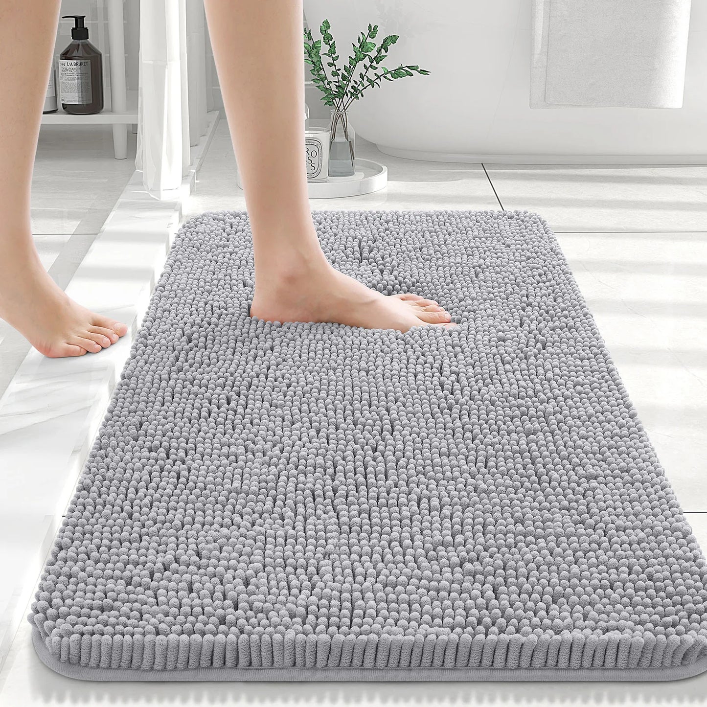 Extra Soft Thick Absorbent Shaggy Washable Non-Slip Bath Mats