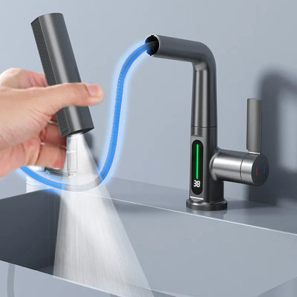 Digital Temperature Swivel Extension Rotating Stream Sprayer Faucet