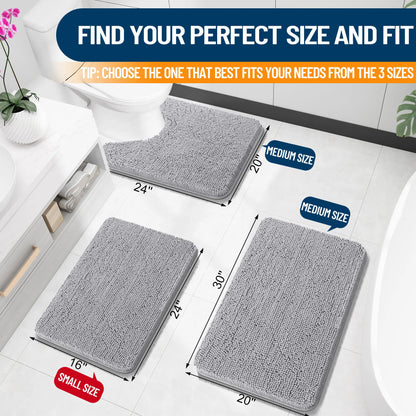 Extra Soft Thick Absorbent Shaggy Washable Non-Slip Bath Mats