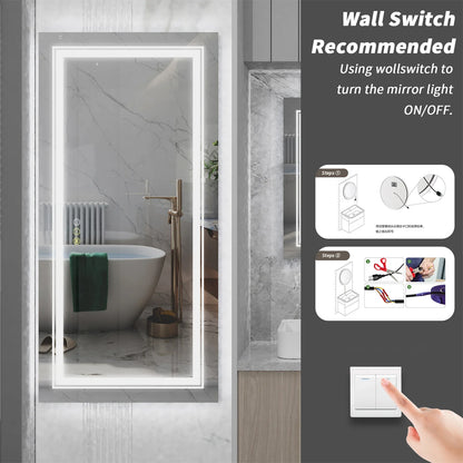 Extra Large Rectangle Bathroom Mirror LED Vanity Dimmable Backlit Anti-Fog Memory with Front and Backlight Shatter-Proof