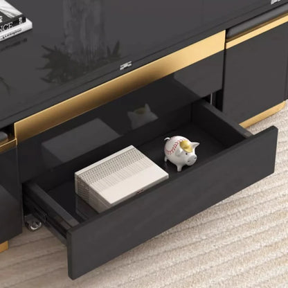 Black and Gold Foldable Nordic Design Coffee Table With Stool