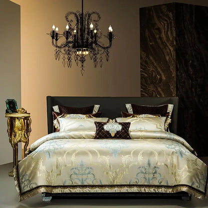 Oriental Patterned Luxury Jacquard Satin Cotton Bedding Set
