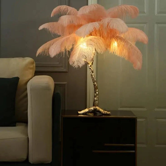Palmera Luxury Feather LED Table Lamp Decor
