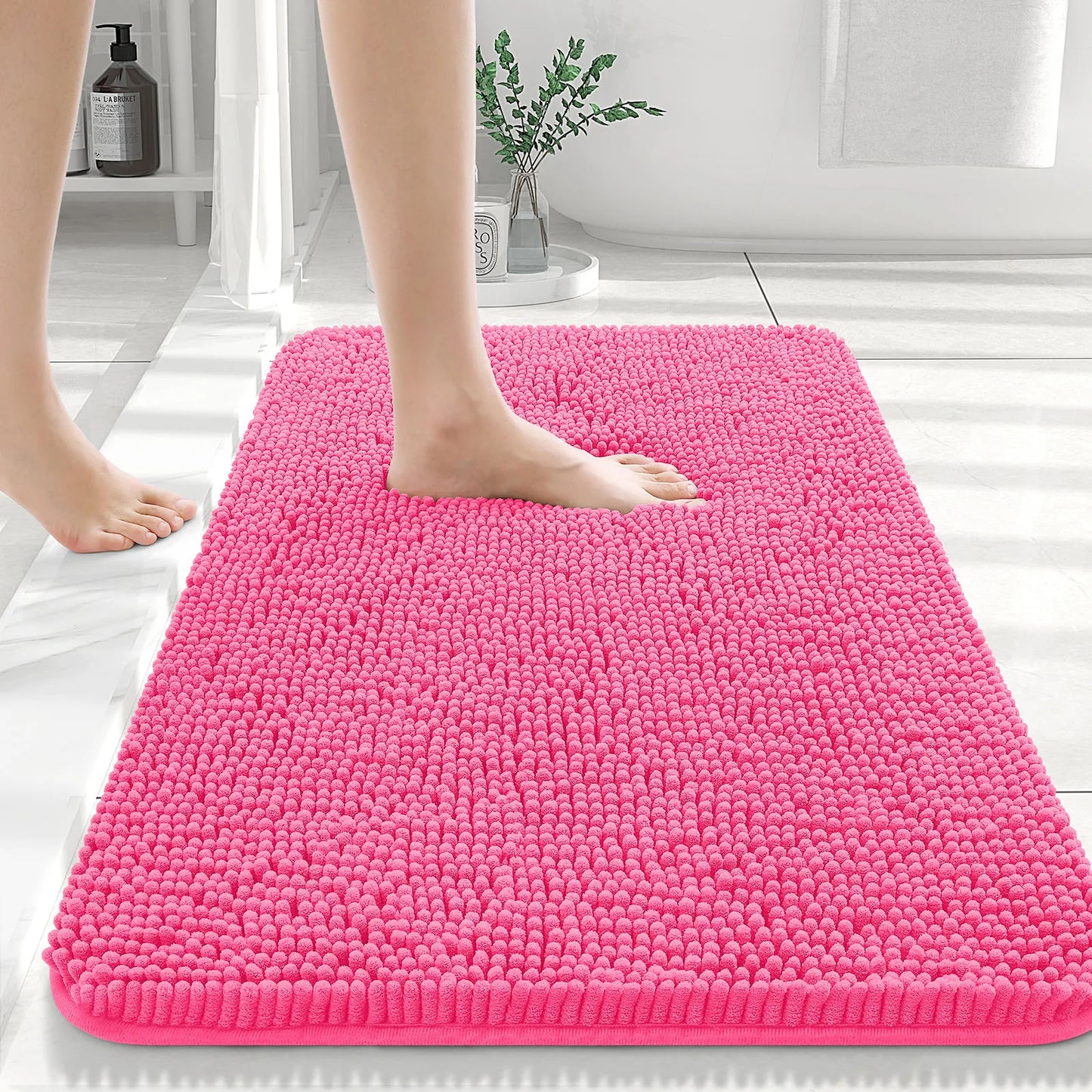 Extra Soft Thick Absorbent Shaggy Washable Non-Slip Bath Mats