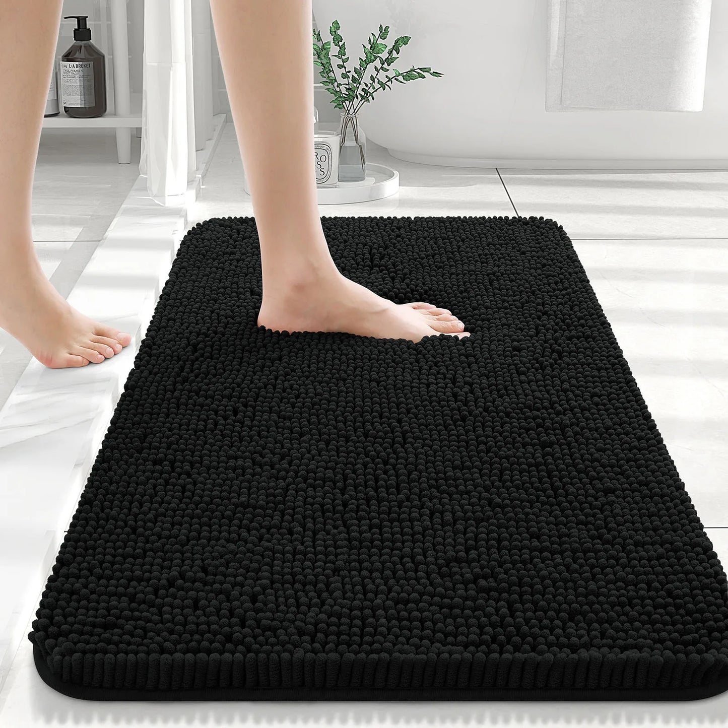 Extra Soft Thick Absorbent Shaggy Washable Non-Slip Bath Mats