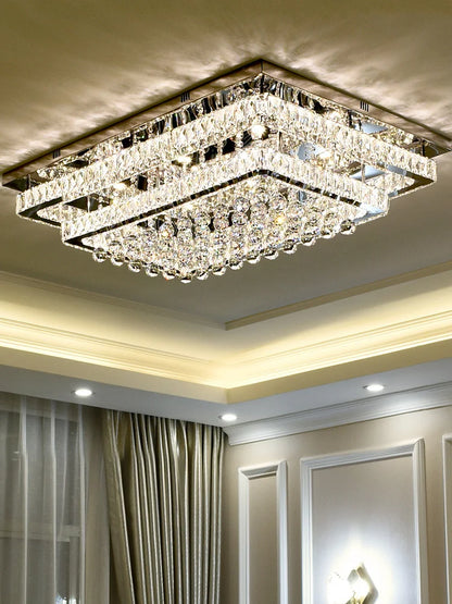 Modern LED Crystal Chandelier with Remote – Chrome Finish