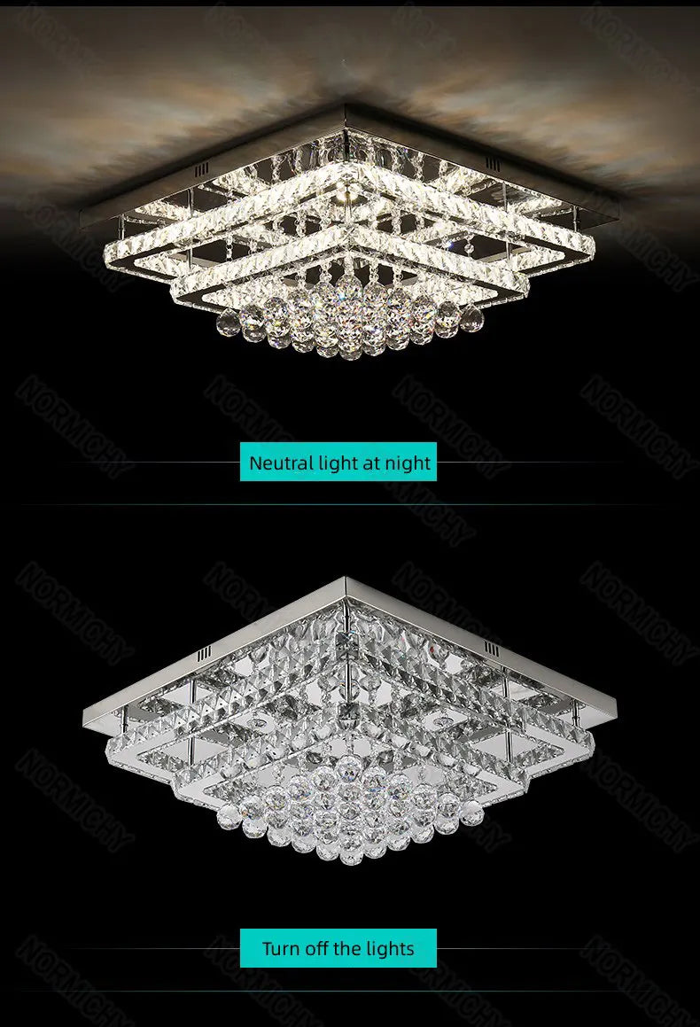 Modern LED Crystal Chandelier with Remote – Chrome Finish