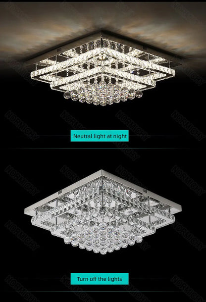 Modern LED Crystal Chandelier with Remote – Chrome Finish