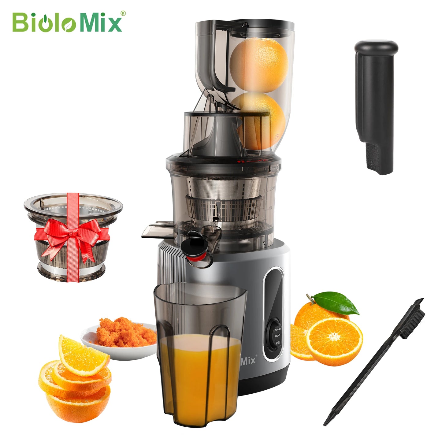 Cold Press Juicer + Ice Cream Filter, with 3 inch Feed Chute