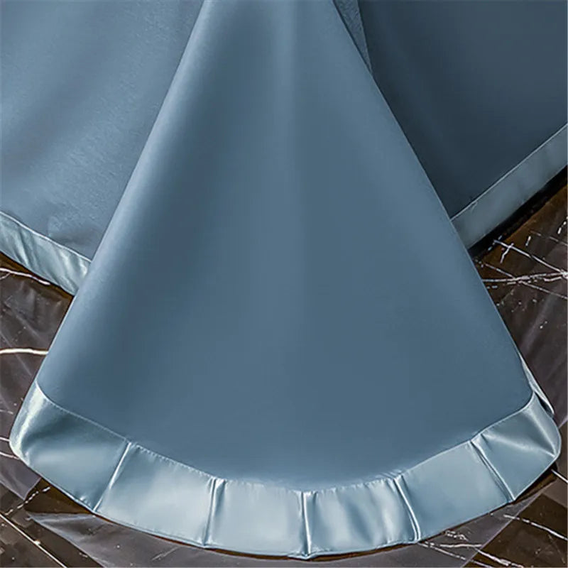 Alaafin Luxury Embroidery Satin Cotton Duvet and Bedding Set