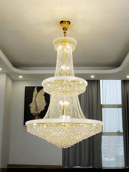 Luxury Crystal High Ceiling Living Room Staircase Chandelier