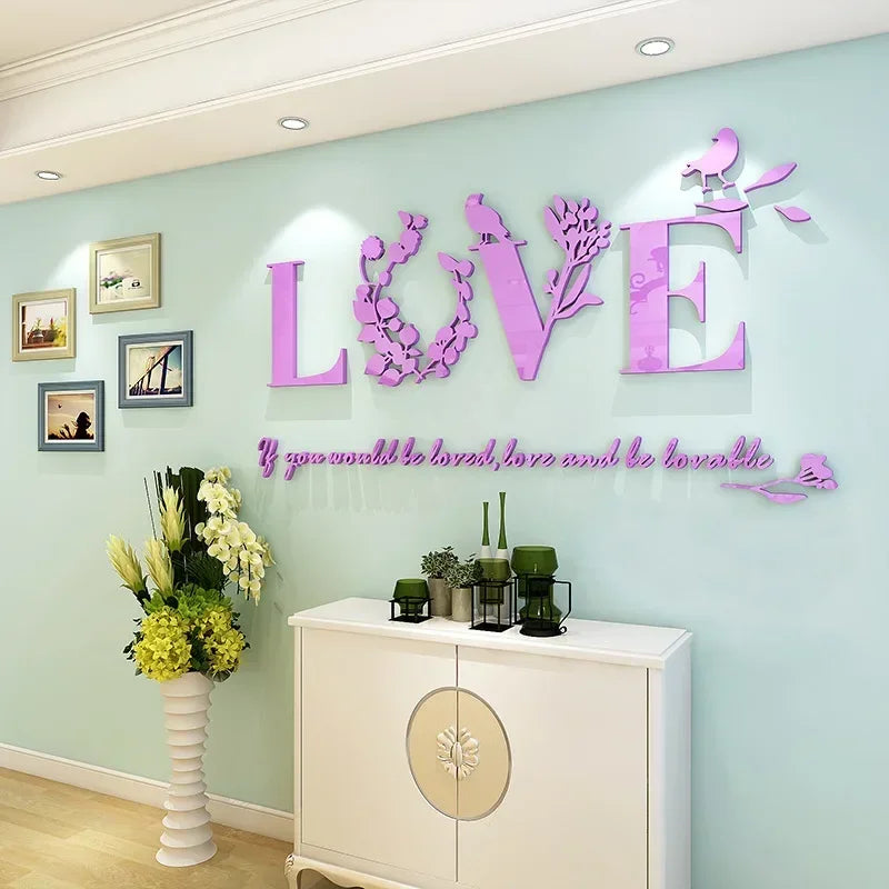 3D Acrylic Love Mirror Wall Sticker Home Decoration