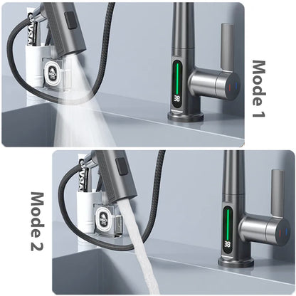 Digital Temperature Swivel Extension Rotating Stream Sprayer Faucet