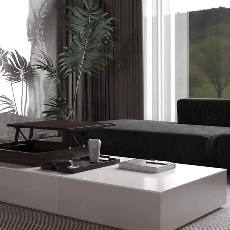 Nordic Luxury Rectangular Foldable Coffee Table With Italian Marble Top