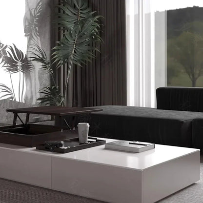 Nordic Luxury Rectangular Foldable Coffee Table With Italian Marble Top